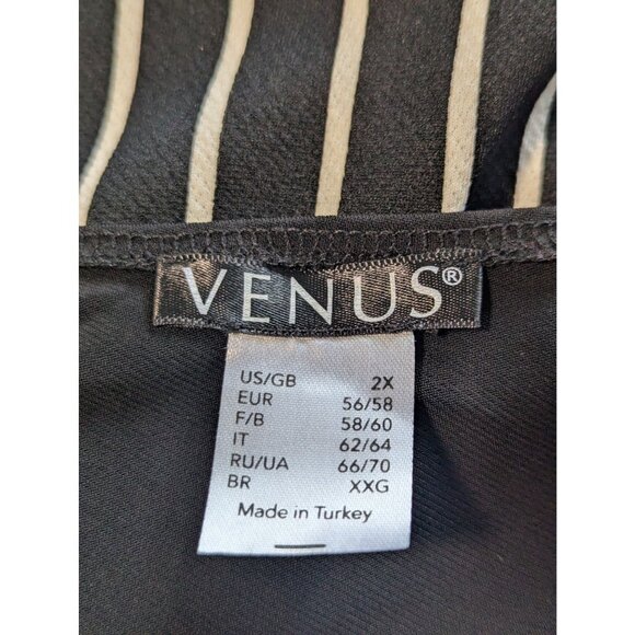 Venus Paperbag Striped Jumpsuit Womens Sz 2X Asymmetrical Neckline Glam Party - Picture 8 of 10